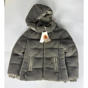 NWT SAVE THE DUCK Bertha Hooded Puffer Jacket Coat Size Small Elephant Grey